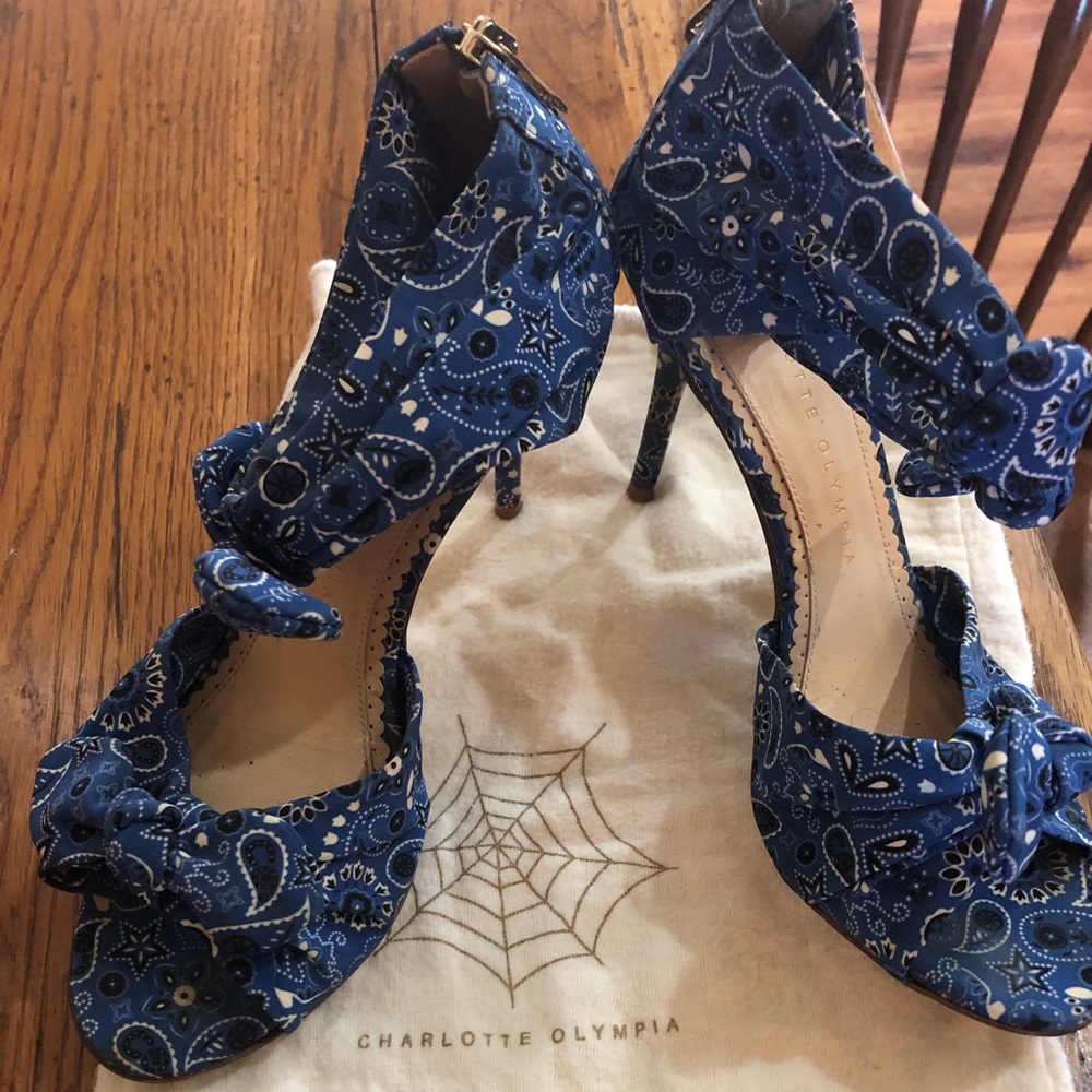 Charlotte Olympia Patty Print Crepe Sandals